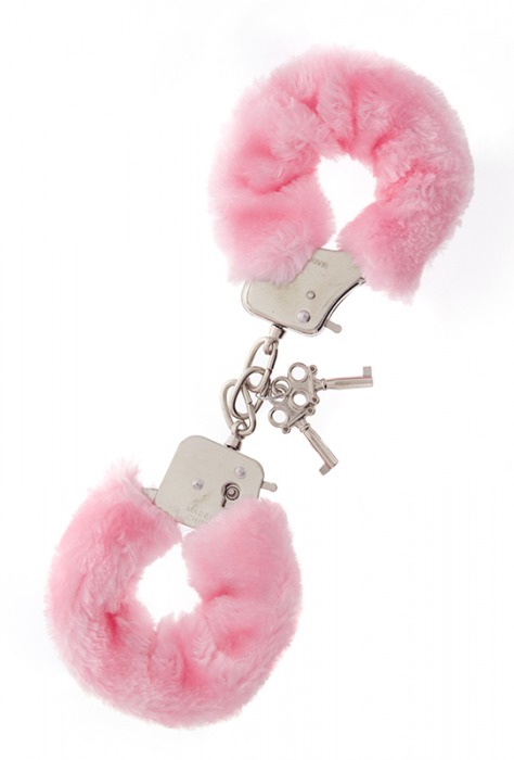 Металлические наручники с розовой меховой опушкой METAL HANDCUFF WITH PLUSH PINK - Dream Toys - купить с доставкой в Санкт-Петербурге