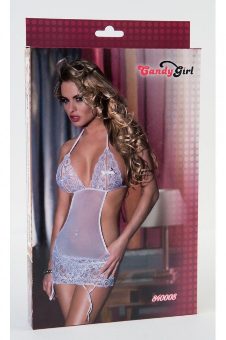 Эротичная сорочка с разрезами на лифе и пажами - Candy Girl купить с доставкой