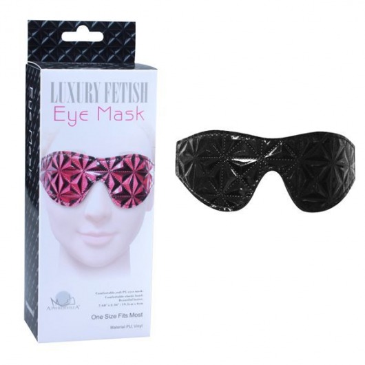 Чёрная кожаная маска на глаза с геометрическим узором - Erokay - купить с доставкой в Санкт-Петербурге