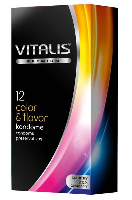 Цветные ароматизированные презервативы VITALIS PREMIUM color   flavor - 12 шт. - Vitalis - купить с доставкой в Санкт-Петербурге
