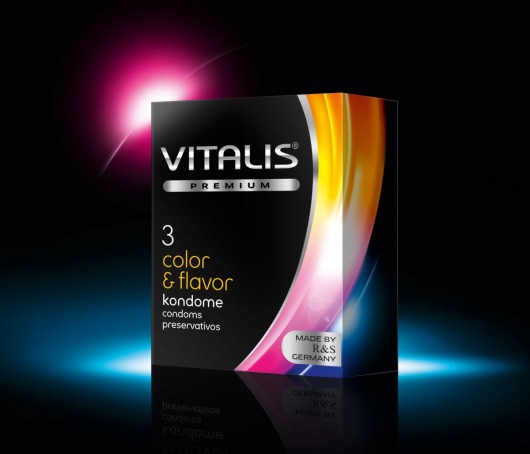 Цветные ароматизированные презервативы VITALIS PREMIUM color   flavor - 3 шт. - Vitalis - купить с доставкой в Санкт-Петербурге
