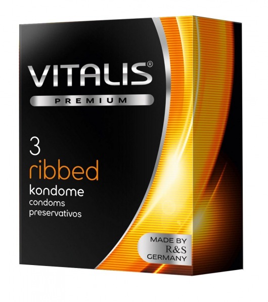 Ребристые презервативы VITALIS PREMIUM ribbed - 3 шт. - Vitalis - купить с доставкой в Санкт-Петербурге