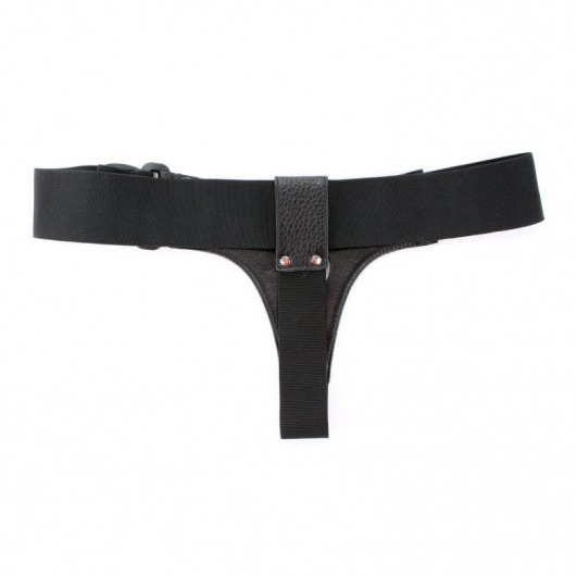 Чёрные трусики для страпона из натуральной кожи - БДСМ Арсенал - купить с доставкой в Санкт-Петербурге