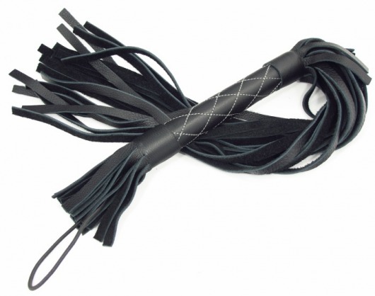 Аккуратная чёрная плетка  из натуральной кожи - БДСМ Арсенал - купить с доставкой в Санкт-Петербурге