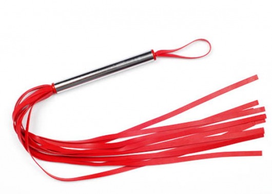 Красная резиновая плеть с металлической рукоятью - 55 см. - Sitabella - купить с доставкой в Санкт-Петербурге