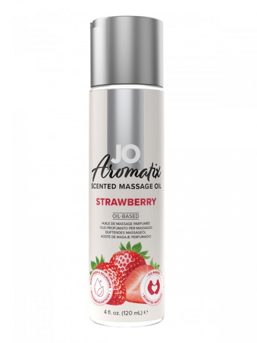 Массажное масло JO Aromatix Massage Oil Strawberry с ароматом клубники - 120 мл. - System JO - купить с доставкой в Санкт-Петербурге
