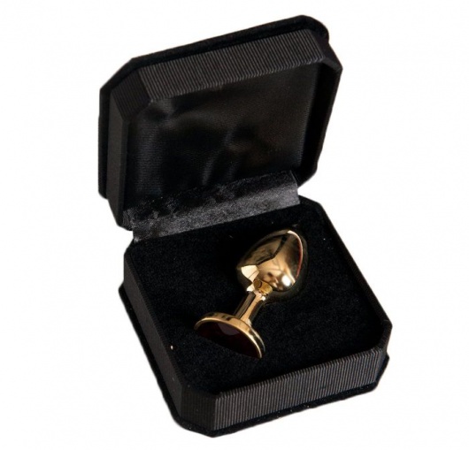 Малая золотистая анальная втулка с красным кристаллом - 6 см. - ToyFa - купить с доставкой в Санкт-Петербурге