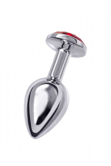 Малая серебристая анальная втулка с красным кристаллом - 6 см. - ToyFa - купить с доставкой в Санкт-Петербурге