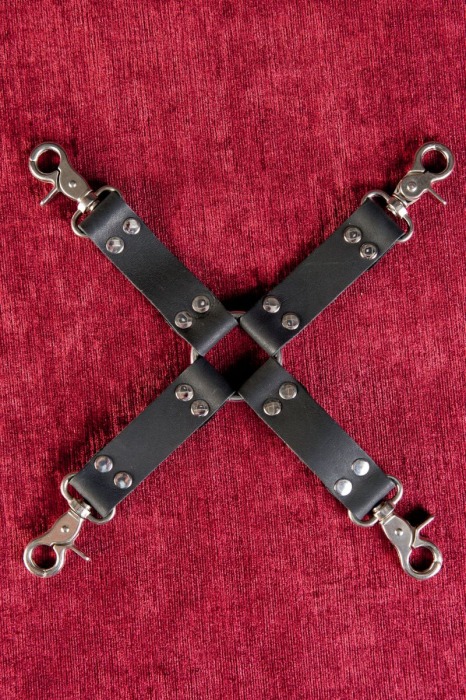 Черный кожаный бондажный переходник - ToyFa - купить с доставкой в Санкт-Петербурге