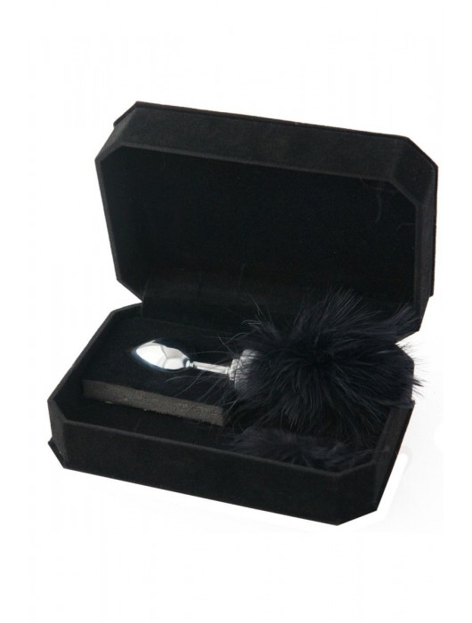 Малая анальная втулка с черной опушкой - 8,5 см. - ToyFa