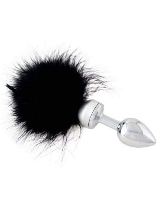 Малая анальная втулка с черной опушкой - 8,5 см. - ToyFa