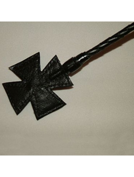 Короткий витой стек с наконечником-крестом - 70 см. - Подиум - купить с доставкой в Санкт-Петербурге