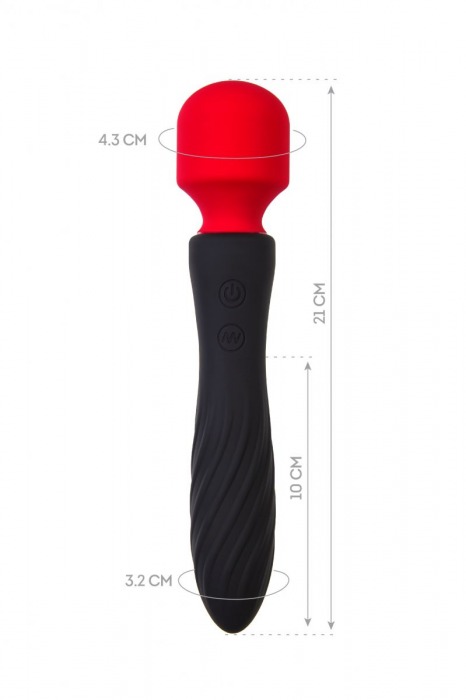 Черно-красный двусторонний вибромассажер Black Red - 21 см. - ToyFa