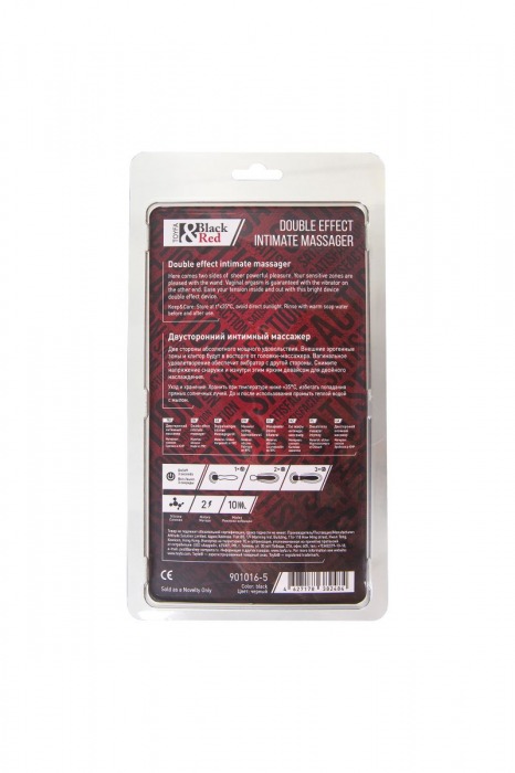 Черно-красный двусторонний вибромассажер Black Red - 21 см. - ToyFa
