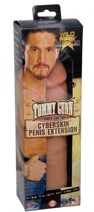 Реалистичная насадка-удлинитель Wildfire Celebrity Series Tommy Gunn Power Suction CyberSkin Penis Extension - 22 см. - Topco Sales - в Санкт-Петербурге купить с доставкой