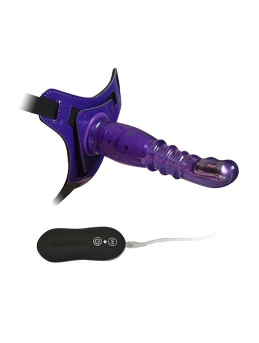 Фиолетовый страпон с вибрацией 10Mode Vibrations Harness-G spot Dong - 18 см. - Howells - купить с доставкой в Санкт-Петербурге