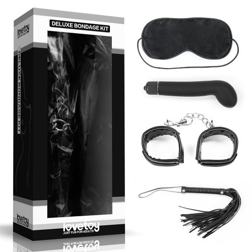 БДСМ-набор Deluxe Bondage Kit: маска, вибратор, наручники, плётка - Lovetoy - купить с доставкой в Санкт-Петербурге