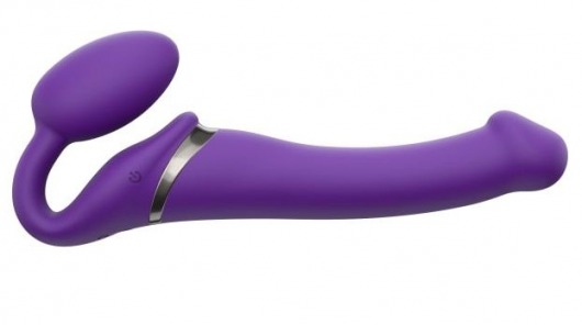 Фиолетовый безремневой вибрострапон Vibrating Bendable Strap-On - size L - Strap-on-me - купить с доставкой в Санкт-Петербурге