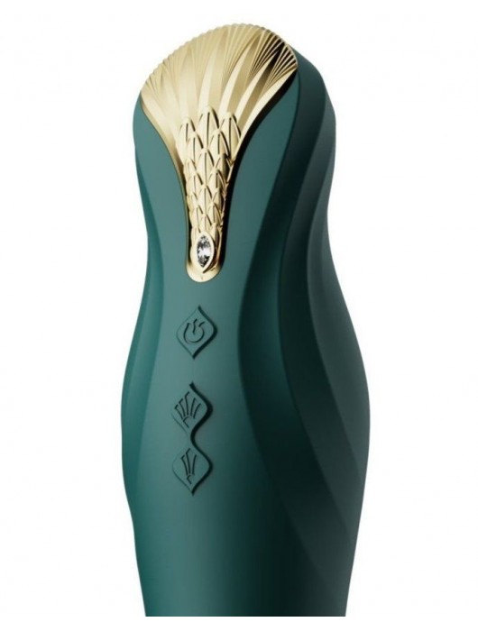 Изумрудный вибратор King с функцией возвратно-поступательных движений - 30,2 см. - Zalo