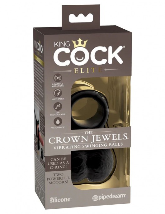 Черная вибронасадка King Cock Ellite The Crown Jewels - Pipedream - в Санкт-Петербурге купить с доставкой