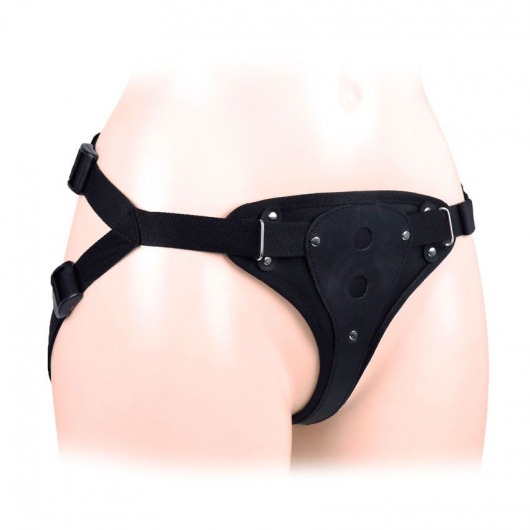 Черный пояс-трусики в комплекте с коннектором и насадкой - Notabu - купить с доставкой в Санкт-Петербурге
