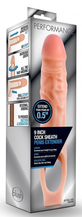 Телесная насадка на пенис 9 Inch Cock Sheath Extender - 22,2 см. - Blush Novelties - в Санкт-Петербурге купить с доставкой