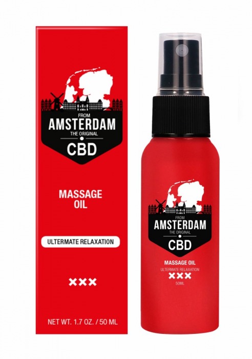 Стимулирующее массажное масло CBD from Amsterdam Massage Oil - 50 мл. - Shots Media BV - купить с доставкой в Санкт-Петербурге