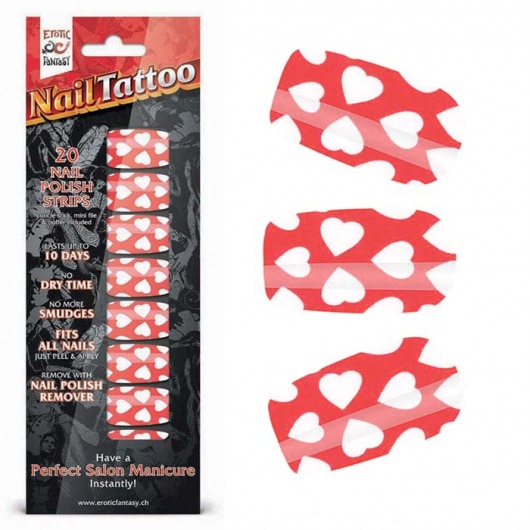 Набор лаковых полосок для ногтей Белые сердца Nail Foil - Erotic Fantasy купить с доставкой