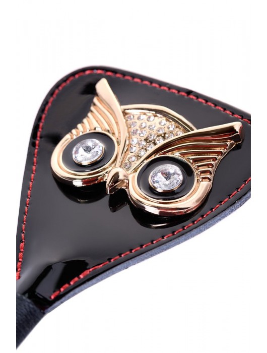 Чёрный стек с совой на кожаном наконечнике - 24 см. - ToyFa - купить с доставкой в Санкт-Петербурге