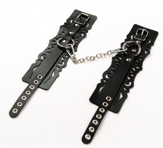 Узорчатые кожаные оковы с регулируемыми ремешками - Crazy Handmade - купить с доставкой в Санкт-Петербурге