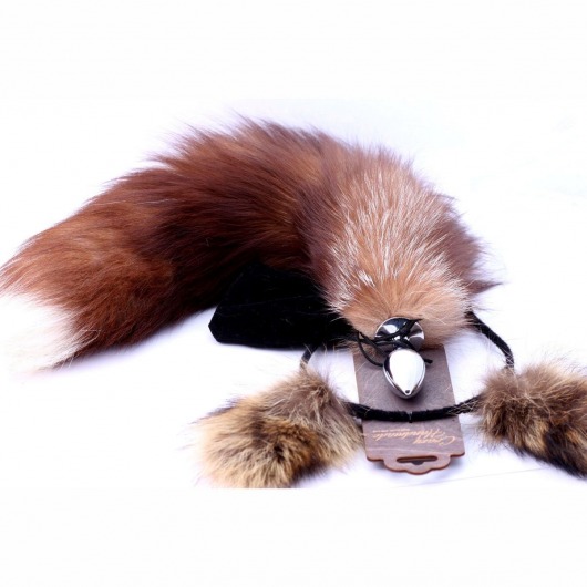 Игровой комплект: серебристая анальная пробка с пушистым хвостом и ободок-ушки - Crazy Handmade - купить с доставкой в Санкт-Петербурге