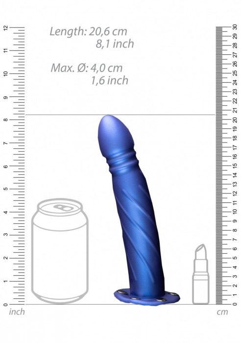 Синий страпон-фаллопротез со спиралевидной фактурой - 20,6 см. - Shots Media BV - купить с доставкой в Санкт-Петербурге