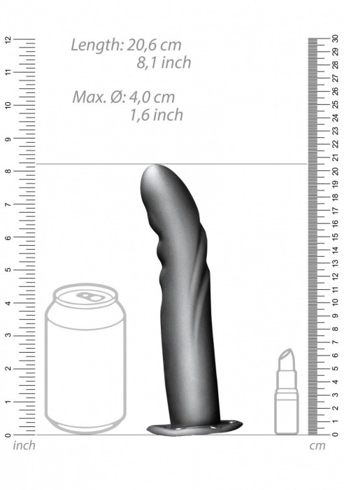 Серый страпон-фаллопротез с ребристой фактурой - 20,6 см. - Shots Media BV - купить с доставкой в Санкт-Петербурге