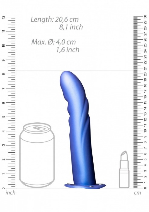 Синий страпон-фаллопротез с ребристой фактурой - 20,6 см. - Shots Media BV - купить с доставкой в Санкт-Петербурге