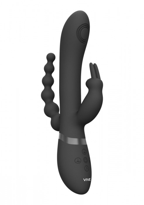 Черный анально-вагинальный вибромассажер Rini - 22,3 см. - Shots Media BV