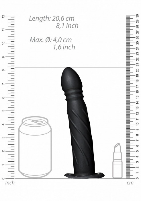 Черный страпон-фаллопротез со спиралевидной фактурой без мошонки - 20,6 см. - Shots Media BV - купить с доставкой в Санкт-Петербурге