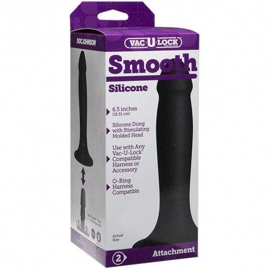 Черная насадка Vac-U-Lock Smooth - 16,5 см. - Doc Johnson - купить с доставкой в Санкт-Петербурге
