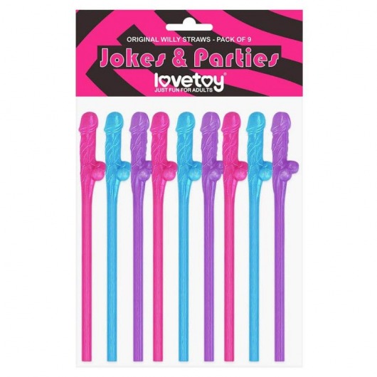 Разноцветные сувенирные коктейльные трубочки с пенисами Original Willy Straws - 9 шт. - Lovetoy - купить с доставкой в Санкт-Петербурге