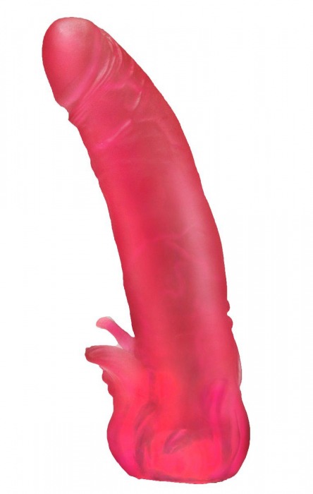 Розовая насадка для страпона с клиторальными лепестками - 18,5 см. - LOVETOY (А-Полимер) - купить с доставкой в Санкт-Петербурге