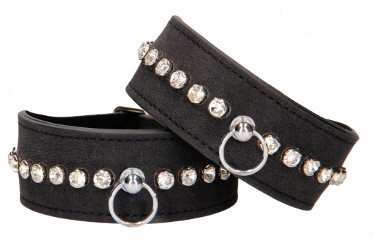 Черные поножи Diamond Studded Ankle Cuffs - Shots Media BV - купить с доставкой в Санкт-Петербурге