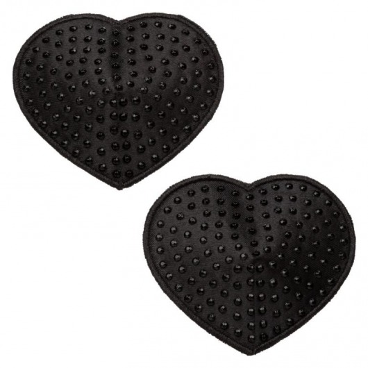 Черные пэстисы в форме сердечек Heart Pasties - California Exotic Novelties - купить с доставкой в Санкт-Петербурге