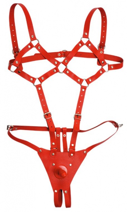 Красная кожаная сбруя  Боди харнес - Sitabella - купить с доставкой в Санкт-Петербурге