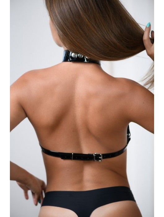 Сбруя из черной лаковой кожи - БДСМ Арсенал - купить с доставкой в Санкт-Петербурге