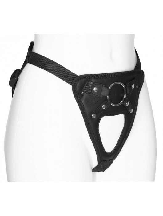 Черный универсальный пояс с фиксацией насадок кольцом - LOVETOY (А-Полимер) - купить с доставкой в Санкт-Петербурге