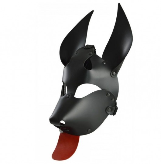 Черная кожаная маска  Дог  с красным языком - Sitabella - купить с доставкой в Санкт-Петербурге