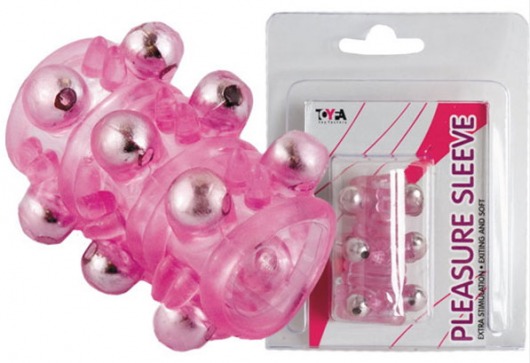 Розовая насадка c шариками Pleasure Sleeve - Toyfa Basic - в Санкт-Петербурге купить с доставкой