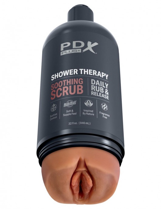 Мастурбатор-вагина цвета карамели Shower Therapy Soothing Scrub - Pipedream - в Санкт-Петербурге купить с доставкой