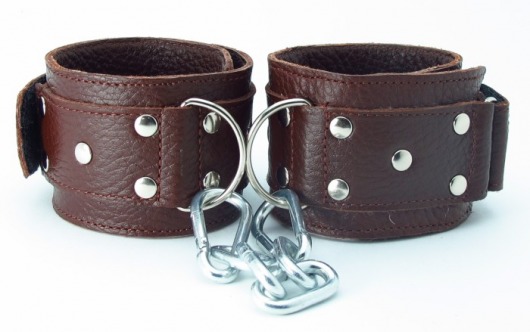 Коричневые кожаные наручники - БДСМ Арсенал - купить с доставкой в Санкт-Петербурге