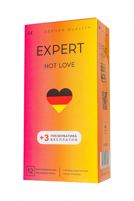 Презервативы EXPERT Hot Love с разогревающим эффектом - 12 шт.(+3 в подарок) - Expert - купить с доставкой в Санкт-Петербурге