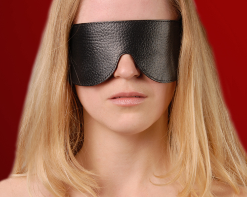 Чёрная широкая кожаная маска на глаза - Sitabella - купить с доставкой в Санкт-Петербурге